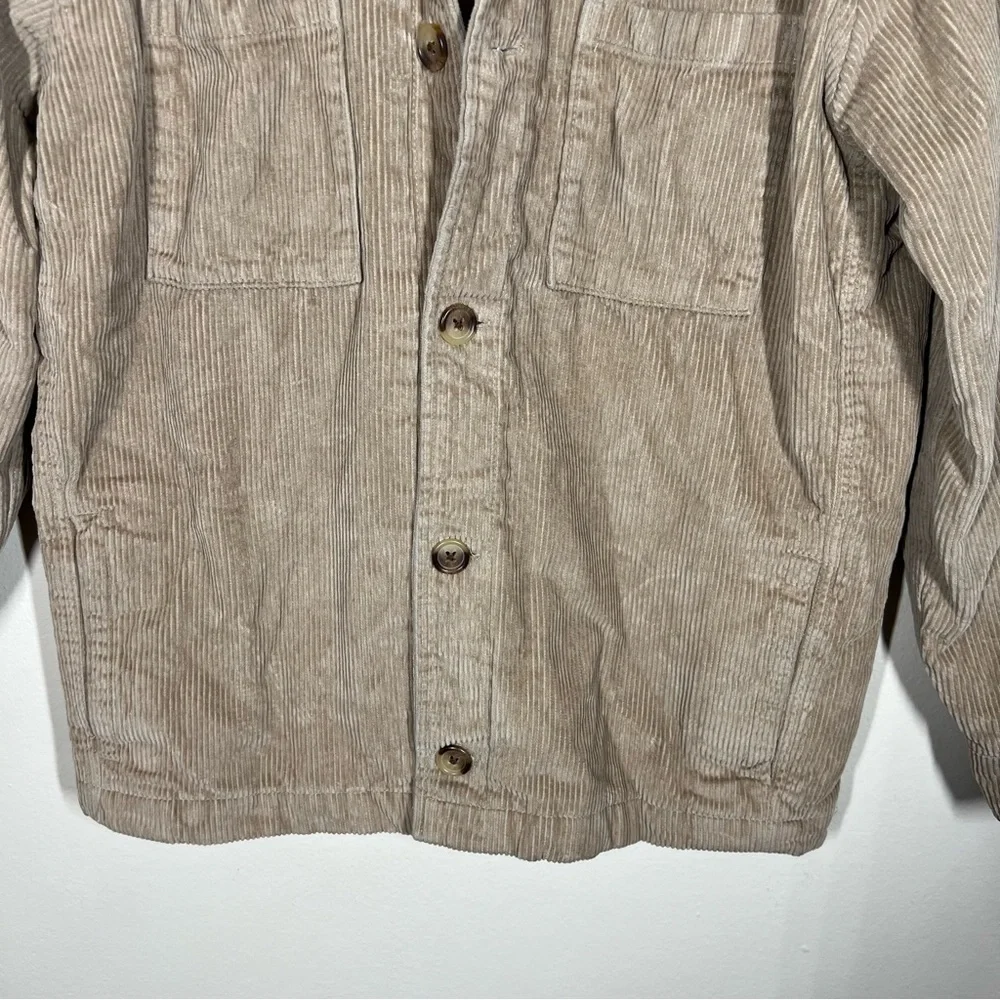 Old Navy Boys Tan Corduroy Button Up Shacket Jacket Size XL 14-16 Fall Autumn